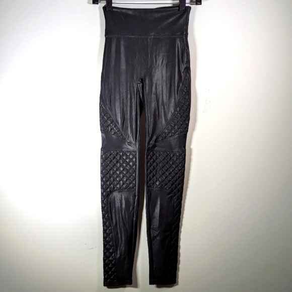 Spanx Black Quilted Moto Leggings XS - Picture 2 of 6